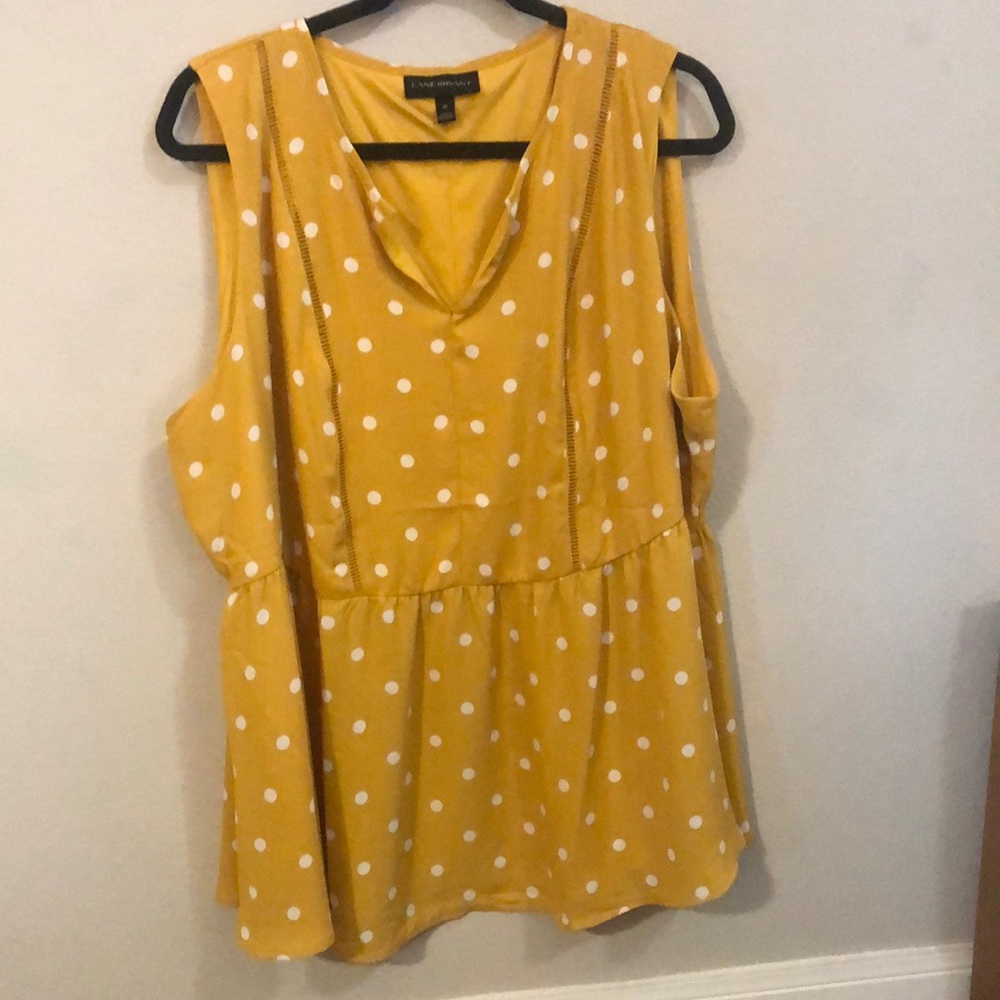 Lane Bryant Mustard Yellow Polkadot Sleeveless Top